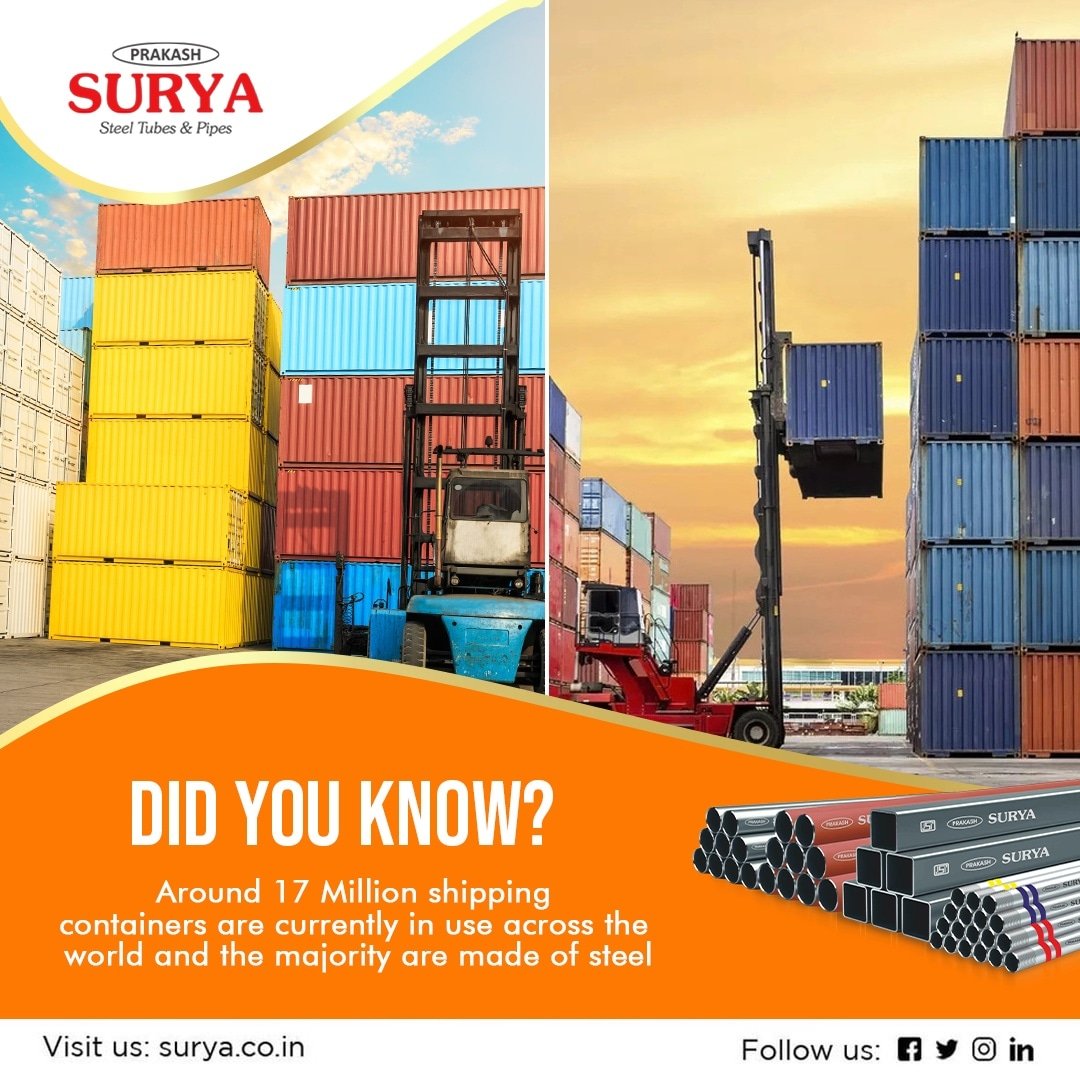 SuryaPipes's tweet photo. Steel is a common material in almost every sector.

Visit us at- https://t.co/rZKK4gZZWG

#prakashsuryapipes #prakashsurya #steelpipes #steelfacts #hollowsectionpipes #gipipes #india #indiansteel #didyouknow #steelproduction #steelcontainers #shippingcontainers #steelisgreen https://t.co/f8fGkzbqul