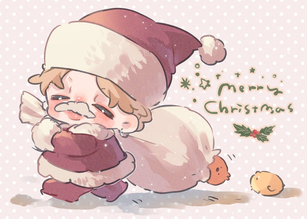 1boy hat santa hat male focus christmas chibi holding  illustration images