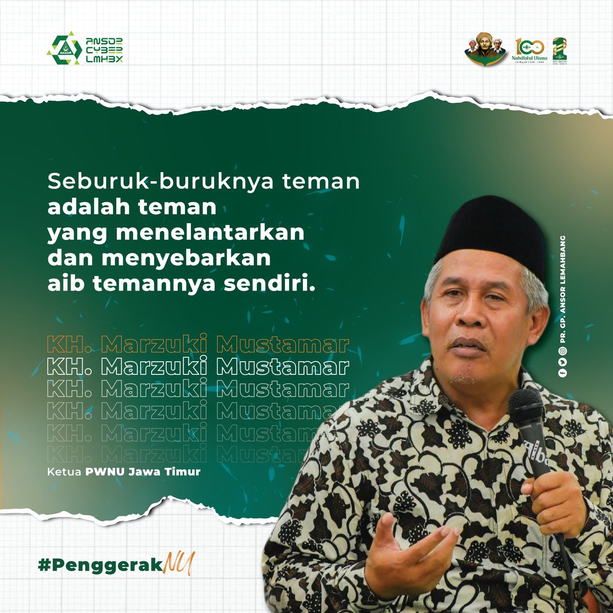 ansorlemahbang's tweet photo. "Seburuk-buruknya teman adalah teman yang menelantarkan dan menyebarkan aib temannya sendiri."
.
KH. Marzuki Mustamar
.
#ulamanusantaracom #nahdhatululama #santrilirboyo #nuonline #dawuhguru #alanu #alasantri #maiyah #serambilirboyo #tebuireng #kiai #jombang #santri https://t.co/ptKtNT6aj7