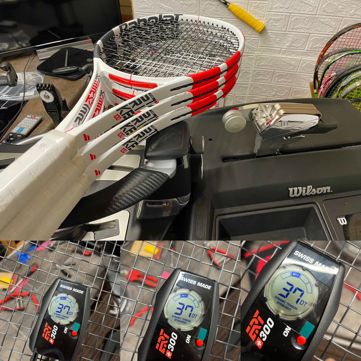 Last 3 rackets strung before Christmas? 3 new <a href="/babolat/">Babolat</a> Pure Strikes strung with RPM blast for a top D1 College player back home from the US for Christmas! 

DT checked with the awesome ERT300 for accuracy on all, courtesy of GRSA International GRSA - UK