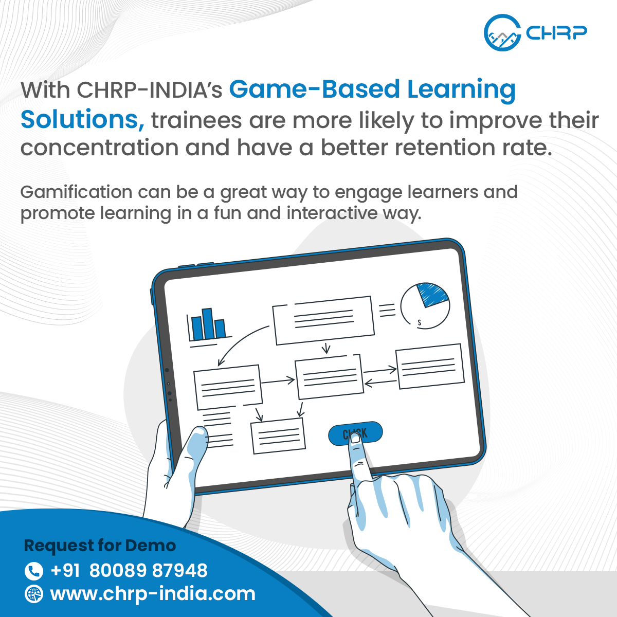 ChrpIndia's tweet photo. In CHRP-INDIA's Game-based Learning Solutions, trainees are more likely to improve their concentration and have a better retention rate. 
Gamification can be a great way to engage learners and promote learning in a fun and interactive way.

📱 +918008987948 https://t.co/j5EJI5Rsvm