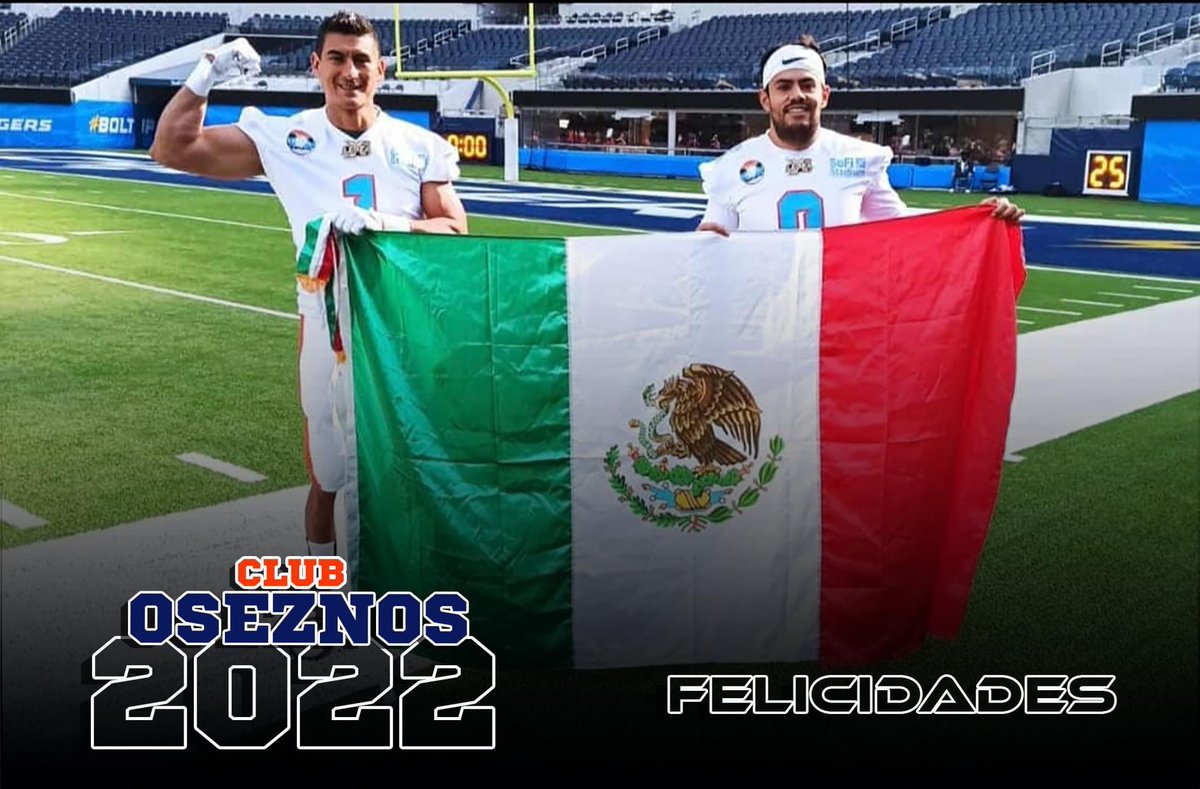 ClubOseznos's tweet photo. Enviamos una felicitación a nuestros ex-jugadores @HelderSerna y @eliacim81 por tan importante experiencia de jugar en uno de los mejores estadios de la NFL #SofiStadium 

Enhorabuena muchas felicidades 😍💪🏈

#OrgulloOseznos  
#GoOseznosGo https://t.co/a9sWf1I3F6