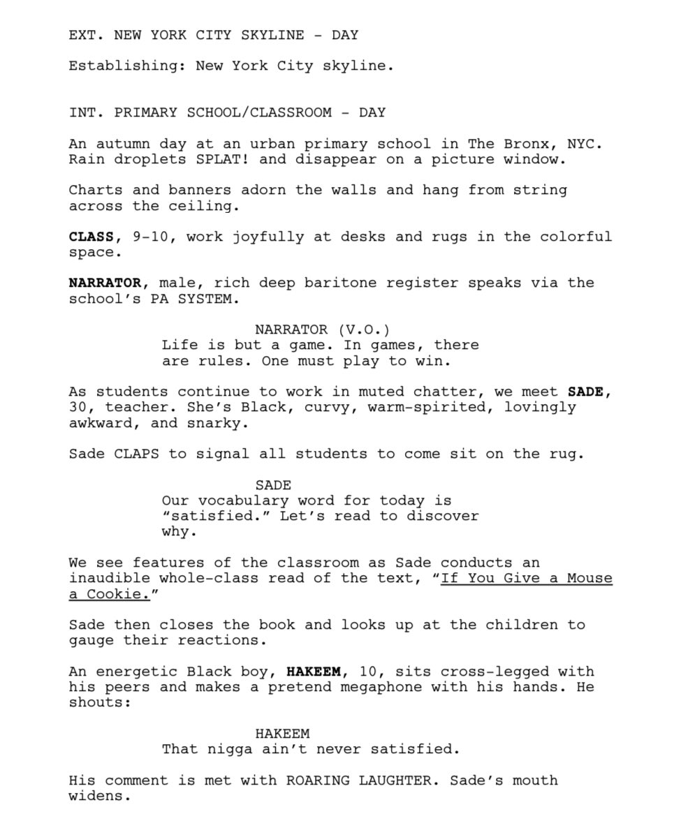 BenwardJasmin's tweet photo. It’s still Friday, no?! From my latest comedy pilot, Fun + Games. 🍪 #firstpagefridays
#writer #WritingCommunity https://t.co/kWZlC1Z04g