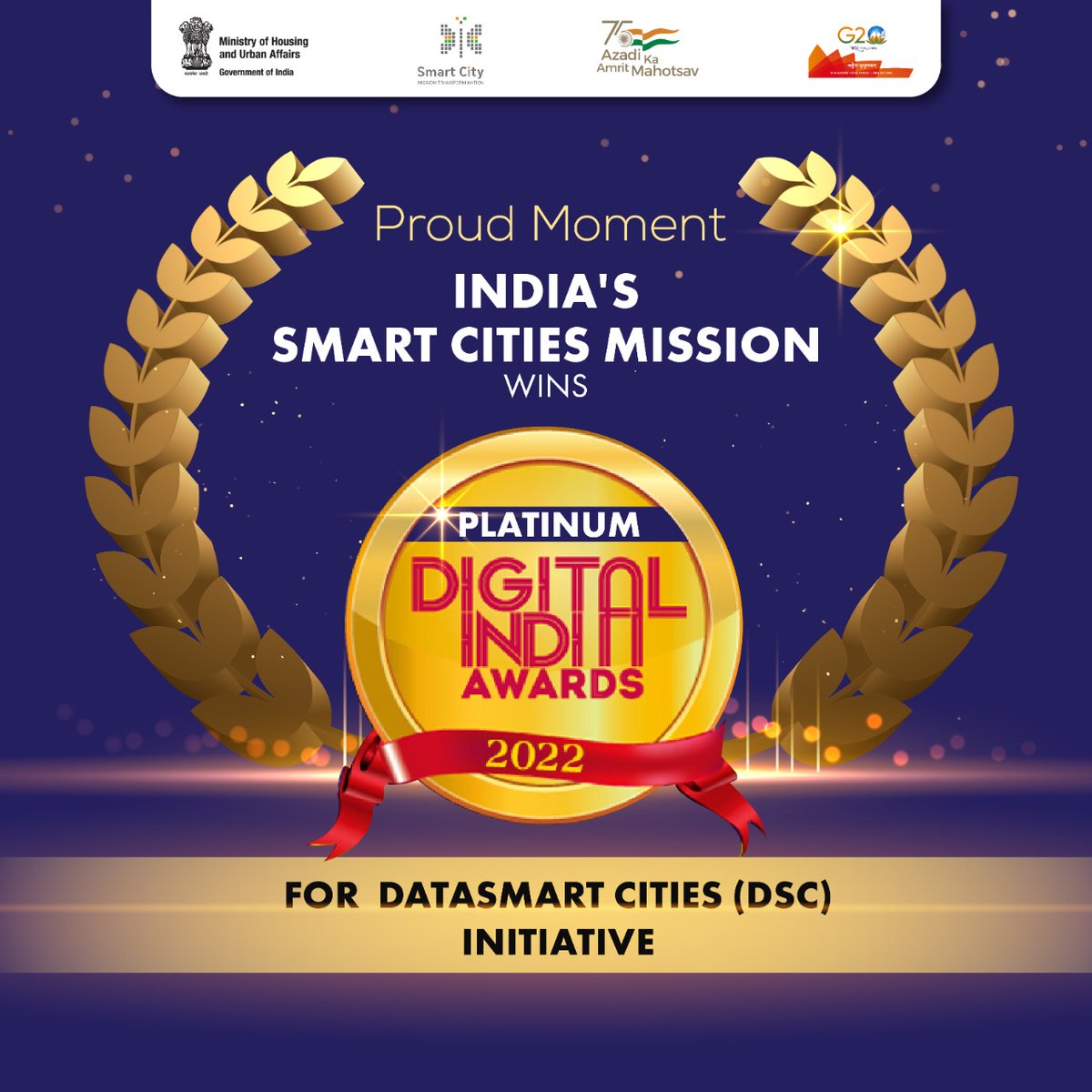 SmartCities_HUA's tweet image. data-driven governance through its ‘𝗗𝗮𝘁𝗮𝗦𝗺𝗮𝗿𝘁 𝗖𝗶𝘁𝗶𝗲𝘀’ Initiative across 100 Smart Cities.
Cheers Smart Cities Mission Team! (2/2)
#SmartCitiesMission #DataSmartCities #digitalindiaawards2022 
@MoHUA_India  I @Secretary_MoHUA I @JSecretary_SCM