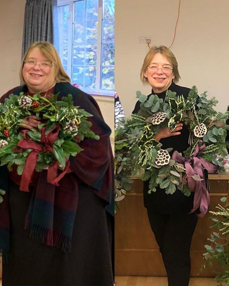 SlimmingWorld's tweet image. Sally (sallyoffer on Instagram) is sticking to Christmas traditions, making wreaths with her friends 👩‍❤️‍👩. Only this time she’s 15st 9lbs lighter, thanks to the support from her #SWGroup 💗. Click to join: ow.ly/EJ6V50M4qZp 📷 (slimwithkells on Instagram, Sally’s Consultant)