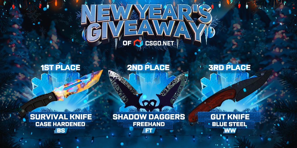 CSGOnet_case's tweet image. 🎁 NEW YEAR GIVEAWAY!

Friends, it's time for gifts! We will complement your holiday with 3 new skins for knives!

❄️ Follow us
❄️ Retweet of the contest
❄️ Write any comment below the post

Results: 03.01.2023!
Promocode: MASK40 💙