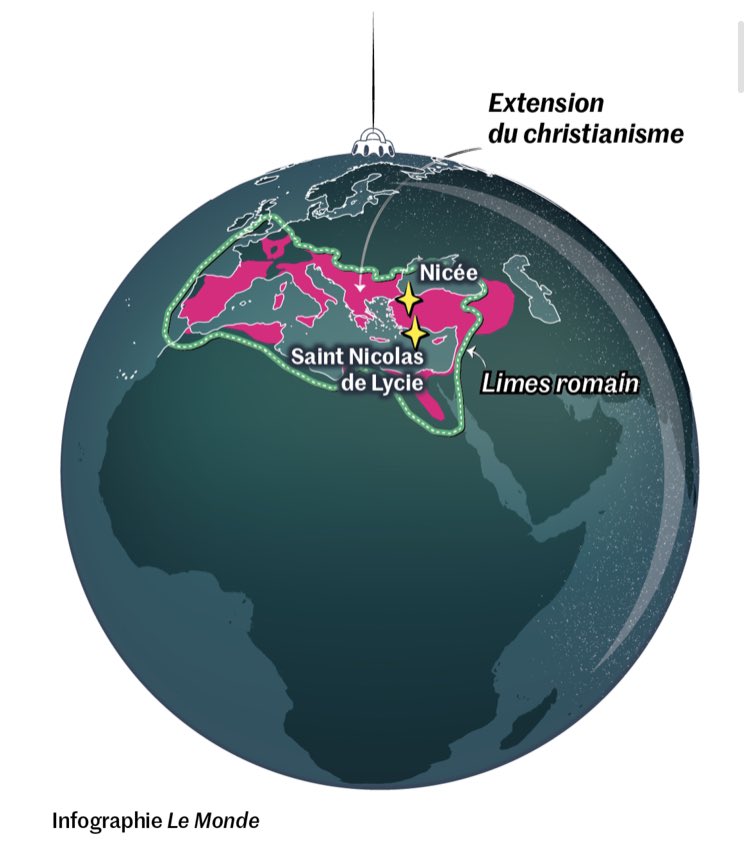 Géopolitique du Père-Noël.  Ce
personnage venu du fond des âges n’ignore rien de la mondialisation. De saint Nicolas à Santa Claus, des croisades à Coca-Cola, itinéraire d’un mythe et d’une bataille millénaire sur les origines. lemonde.fr/international/… <a href="/LM_enCartes/">Le Monde en cartes</a> <a href="/lemondefr/">Le Monde</a>