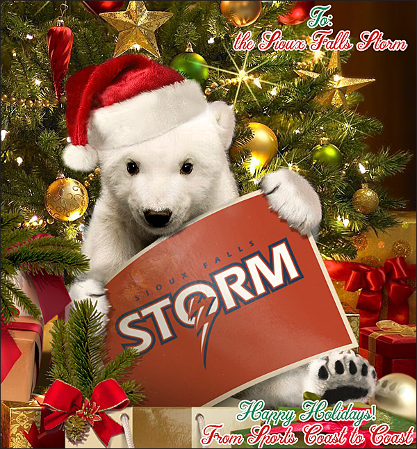 SCtoC's tweet photo. We would like to wish our friends at @siouxfallsstorm a Happy Holiday season! @IndoorFL #BeIntimidating #Be2023 https://t.co/7u6WHmDHH4