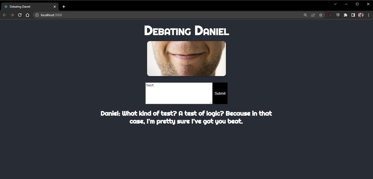 DPulciferOfcl's tweet photo. Potential Use Cases:

1. Share with that 'friend' who loves to Devil's Advocate everything and watch them get stuck in an infinite loop.

2. Generate sarcastic responses to any argument. They aren't going to change their mind anyway so waste their time instead. #GPT3 #ReactJS https://t.co/Z30sYdFb6Q