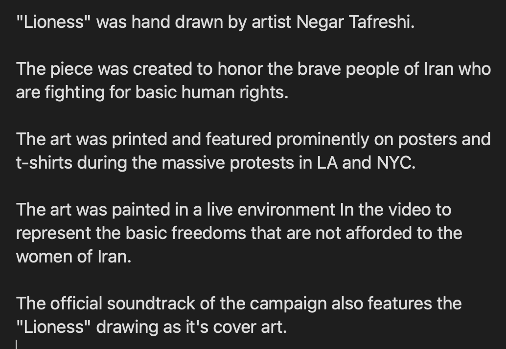 Charity auction  x  Iran has started:

"Lioness" by <a href="/NegTafreshi/">Neg Tafreshi</a> 

exchange.art/single/6xQbxLc…

Please read the description and watch the artist painting this piece live.
👇
youtu.be/ha22pJhkx5I