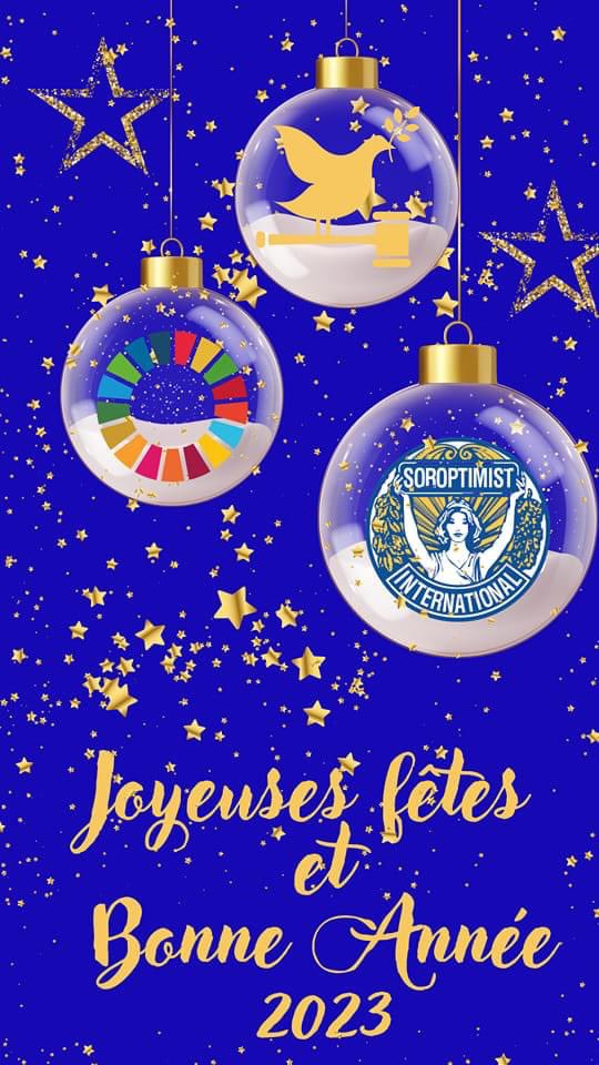 Bernadette Schmitt, Présidente SI France 2020-2022 vous souhaite de joyeuses fêtes et une bonne et heureuse année 2023 ✨💙💛