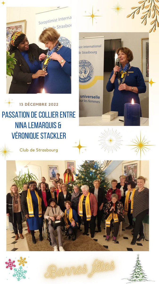 La présidente et les membres du Club #Soroptimist de #Strasbourg vous souhaitent de joyeuses fêtes et une bonne et heureuse année 2023 ! 🎄✨