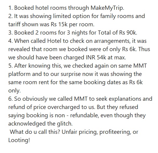 GoyalTripurari's tweet photo. Beware of open fraud by travel aggregators !
@makemytripcare @consaff @tourismgoi https://t.co/2szq1BWSrb