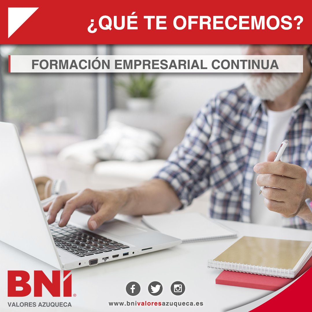BniValoresAzu's tweet photo. Formar parte de nuestro Grupo te dará acceso a #talleres y #formaciones online que te ayudarán a #mejorar tu #empresa.
🎓Preparación + 💼Negocio = 🏆¡Éxito!
▶ https://t.co/poRx17cjOu
🌟¡Vive la #ExperienciaValores!🌟
#SéValores #NetworkingAzuqueca #OtraFormaDeHacerNegocios https://t.co/d1WmG7mn9h