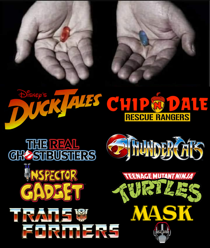 16bitnostalgia's tweet photo. 📺Saturday Morning Cartoons📺

Will you take the red pill or the blue pill? Choose wisely. https://t.co/giaTuu6dEE