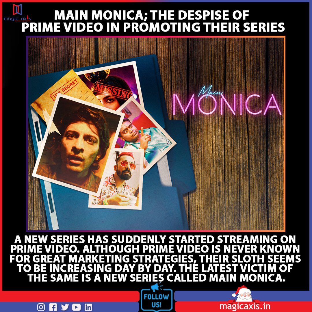 Amazon Prime has  dropped its new series #MainMonica S1 (2022) directed by #VishwajoyMukherjee, ft. @debu_dibyendu #RaviMahasabhe  #AbhishekChauhan #RahulTiwari #DishaThakur #ParitoshSand & @akashdeep25.

All 8 episodes now streaming on @PrimeVideoIN. #MagicAxis