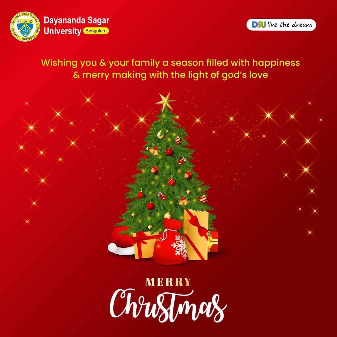 DSUBangalore's tweet image. Dayananda Sagar University wishing you all a Merry Christmas.
#dsu #dayanandasagaruniversity #christmas #merrychristmas #festiveseason #ChristmasEve