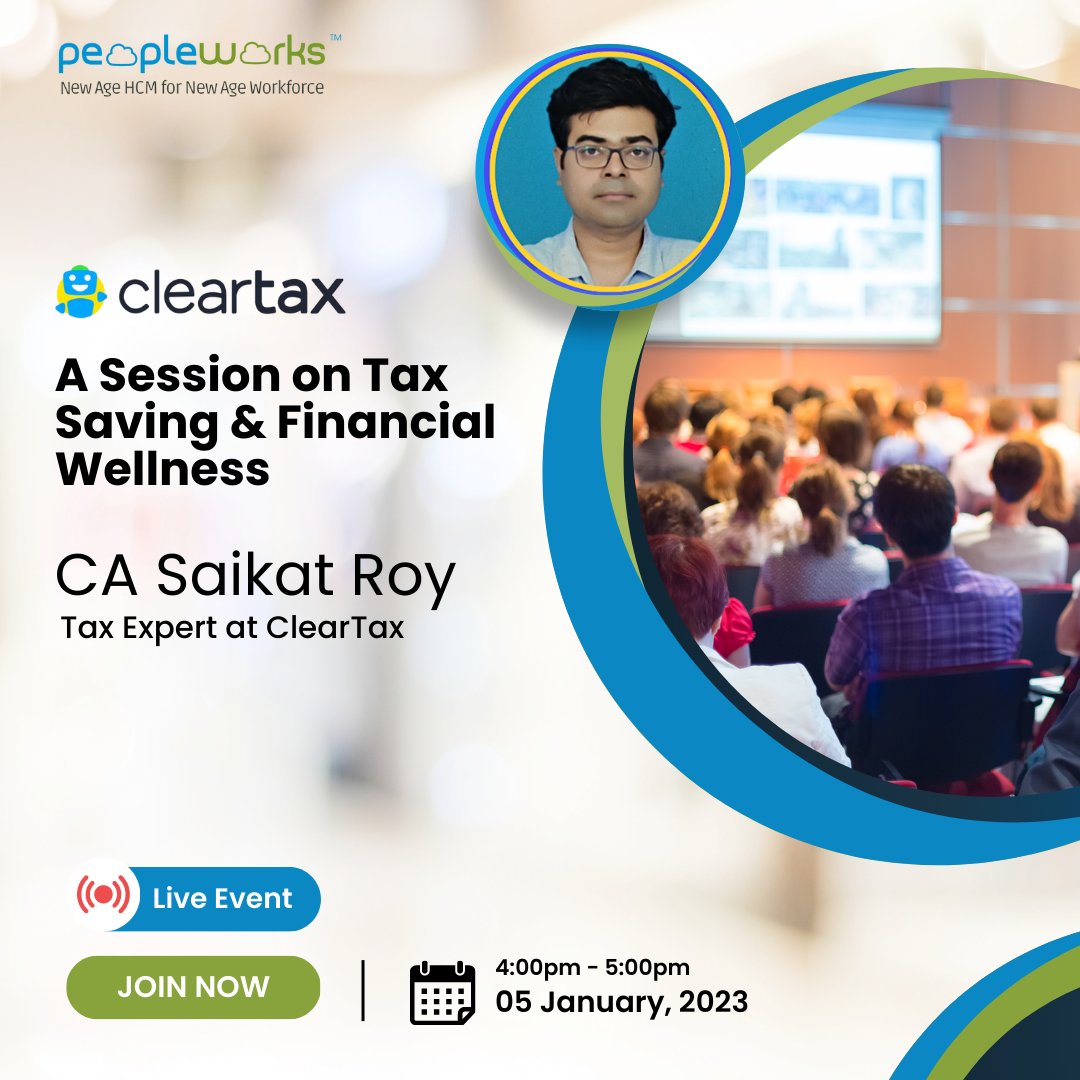 Have you ever wondered why the subject of tax saving isn’t simplified? Worry no more! CA Saikat Roy is here to discuss this topic in detail.

Join us on 5 January 2023 at 4 pm for a LIVE session on “Tax Saving & Financial Wellness”.

#hrmssoftware #hrmanagementsoftware #hrms #tax