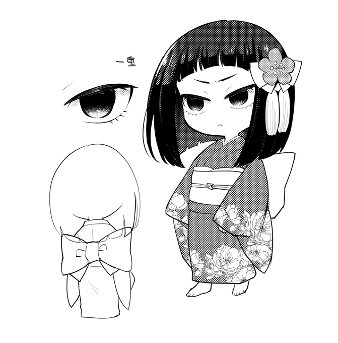 そういえば上げてなかったんですけど、これは座敷童子のあめと保の設定画です。 