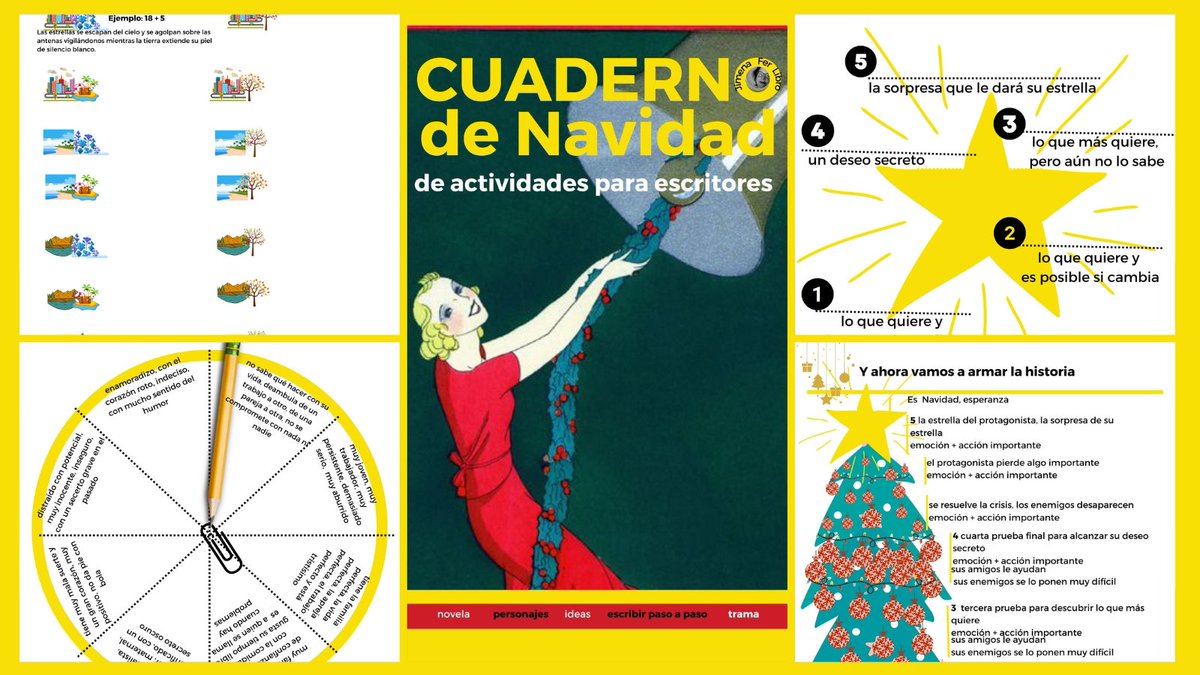 ¿Una guía básica para tu novela? 
➡️ Cuaderno de navidad para escritores. 40 pgs de actividades y juegos para la trama, personajes y el escenario. 
En este pdf descargable 
🎄🎁🎄en ➡️Aprender Gratis⬅️
 en jimenaferlibro.com