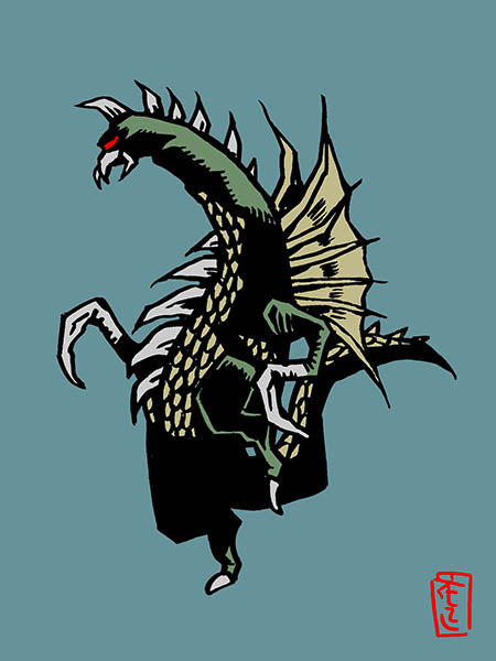 「ジェットジャガーvsガイガン。#画像フォルダから左を向いてる画像と右を向いてる画」|花小金井正幸＠喫茶宝石箱での個展。2023年開催予定のイラスト