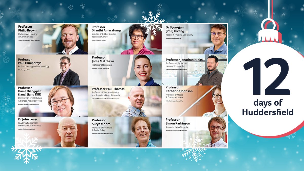 In the Oastler Building, you can check out our recently updated display wall which features 12 of our most prominent researchers. The newest additions include @profphilbrown @ArcticAfrica @ProfJodieM @CathyJ0707 @DrJohnLever @DrSParkinson #12DaysOfHuddersfield #HudUni