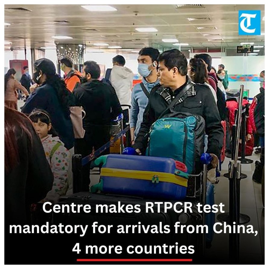 thetribunechd's tweet image. Centre makes #RTPCRtest mandatory for arrivals from #China, 4 more countries
tribuneindia.com/news/nation/ce…