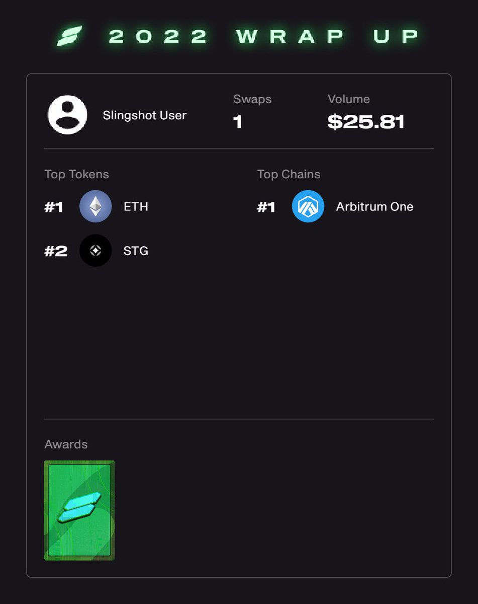 cuu2kim's tweet photo. "Check your @SlingshotCrypto 2022 Wrap-up and NFT rewards! 
Also, share it on Twitter with #SlingshotWrapUp for a chance to win a Diamond Reward Box!" https://t.co/OhQeBQcOvQ
