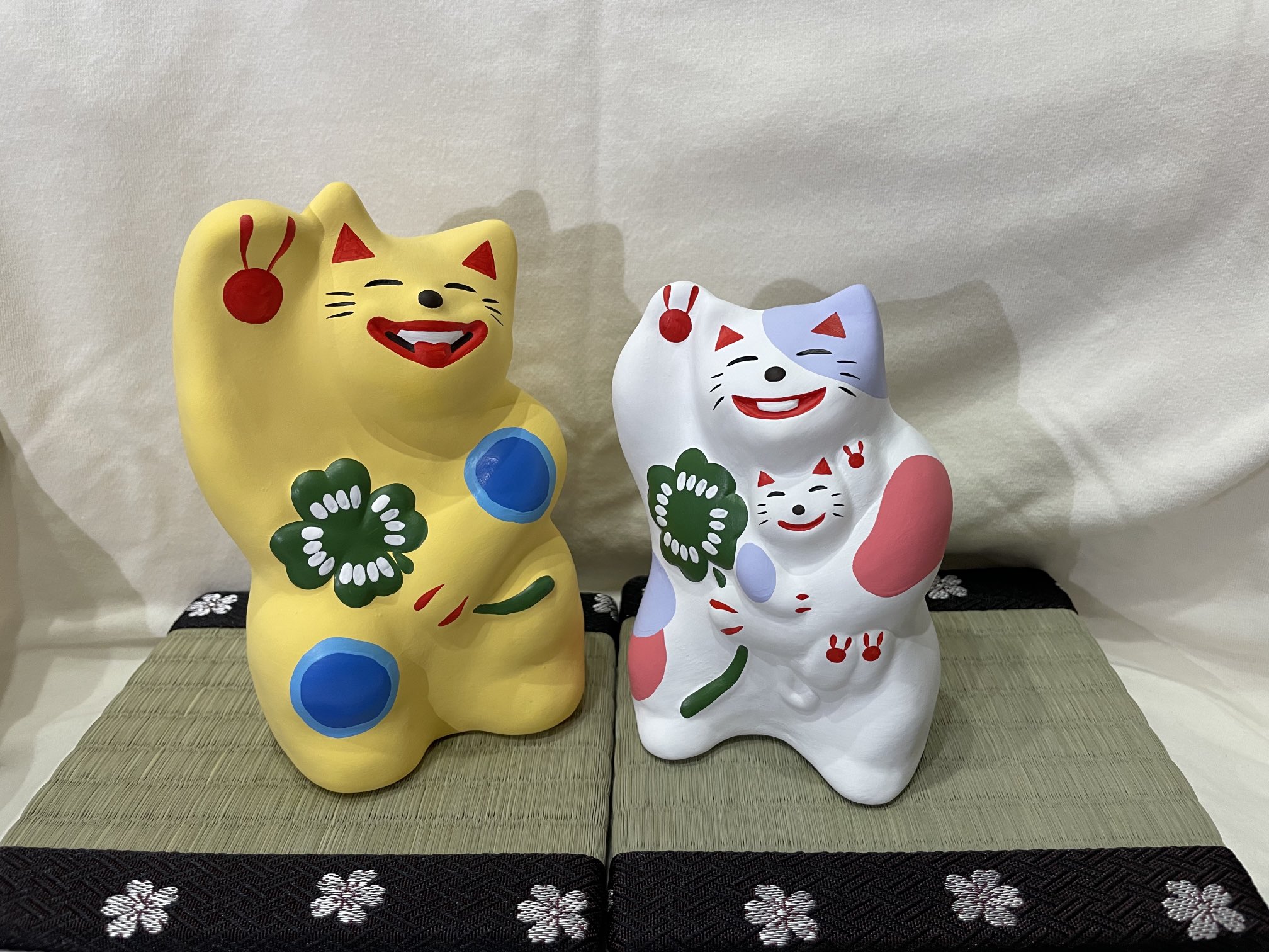 レア☆輪葉葉☆福来る 招き猫 親子ねこ 縁起物 子宝 願掛け 開運