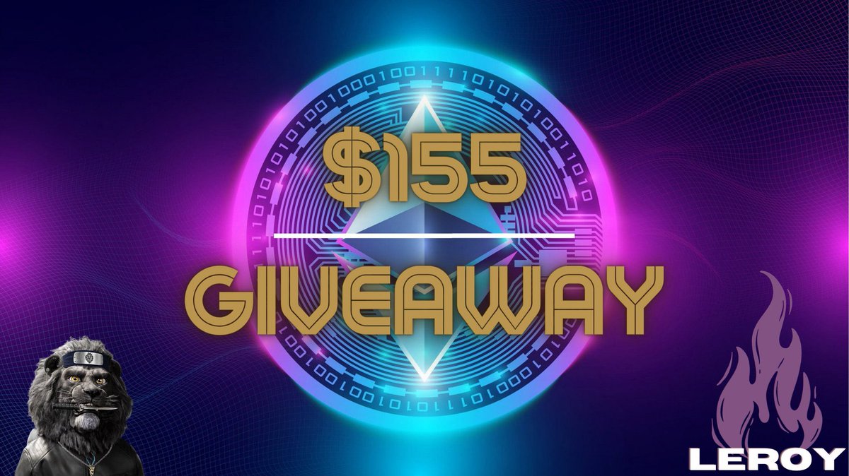 🎁 BIG ETH #GIVEAWAY! 🎁 

Prize: 🥳
🏆  $ETH - $155 💵 

To Enter:
1️⃣ Follow me
2️⃣ RT+❤+🔔
3️⃣ Tag 3 Friends 

⏰24 Hrs 

#NFTGiveaway #ETH #Giveaway #NFT #APTOS #Giveaways #SOL #NFTCommunity #NFTCollection