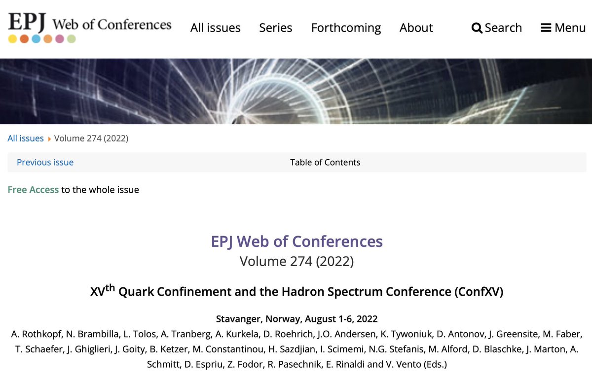 Just in time for Christmas: #ConfXV proceedings are published #openaccess online (<a href="/EDPSciences/">EDP Sciences</a>). Check out the state-of-the-art #research in #nuclear #physics featured by our #conference:
👉epj-conferences.org/articles/epjco…
Many thanks to all of our contributors and the team of editors.