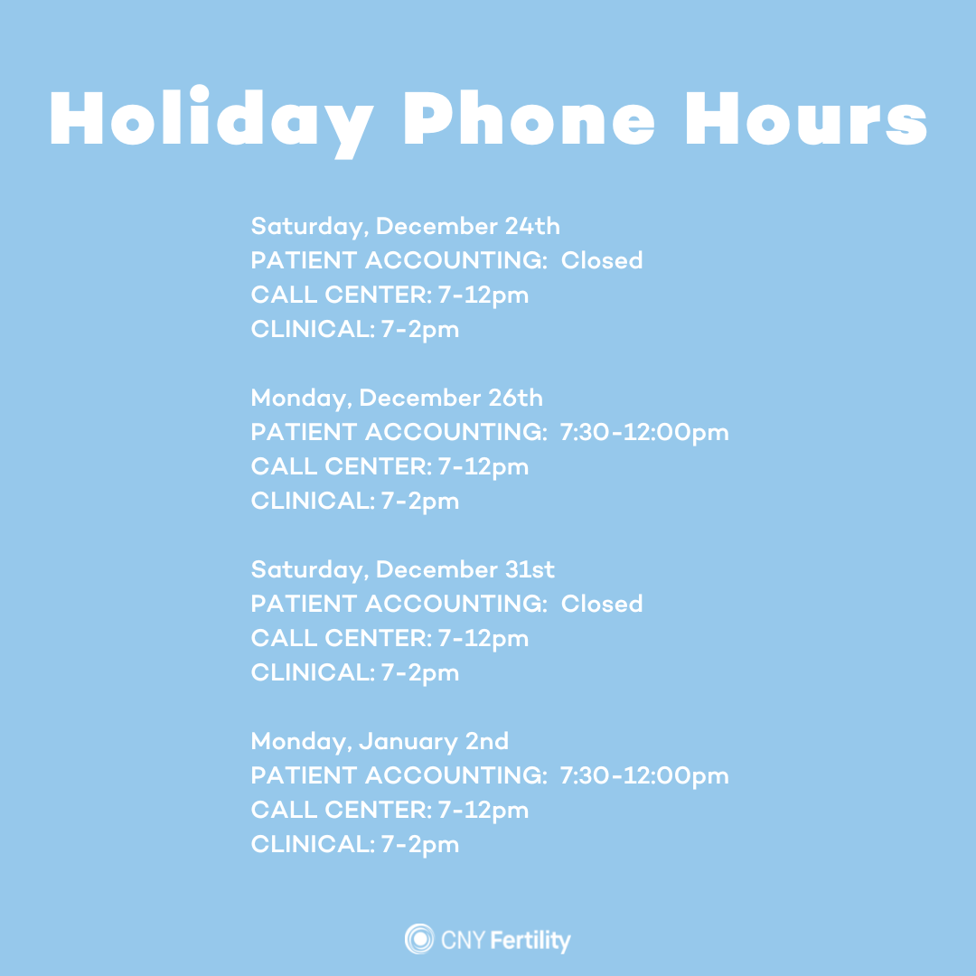 Just a friendly update to let you know what our phone hours will be during the holidays.