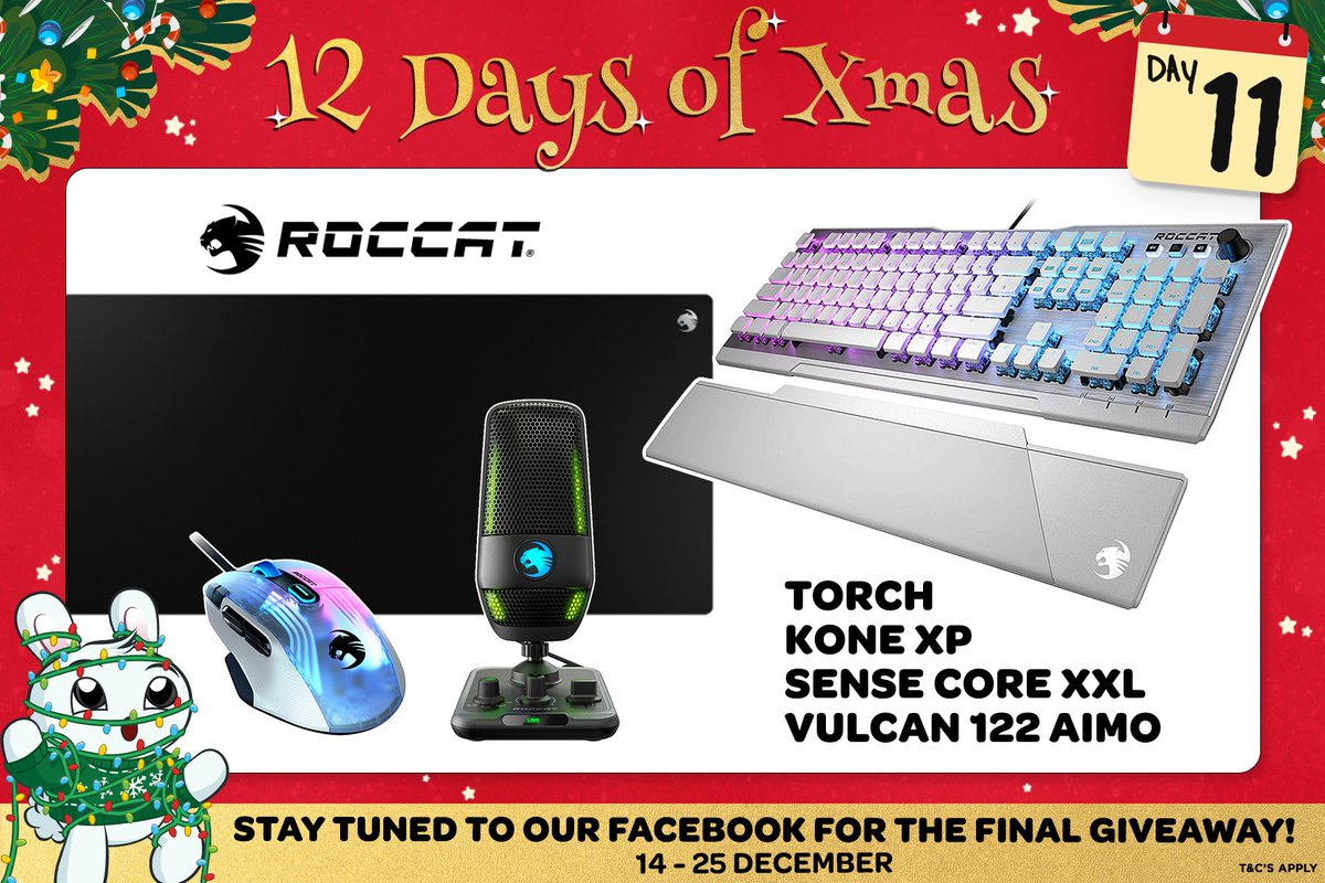 EBGamesAus's tweet image. Tonight's 12 Days of Xmas Giveaway is brought to you by the AWESOME team @ROCCAT! 🎄

For your chance to #WIN, be sure to follow us and give this post a like and RT! GOOD LUCK! 🙌

Giveaway T&amp;amp;Cs: bit.ly/3bEBuB0