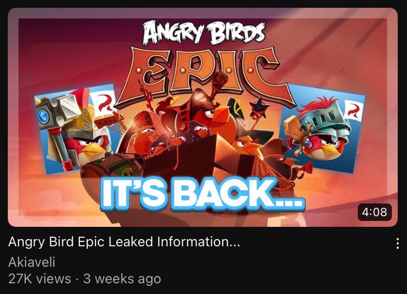 Angry Bird Epic Leaked Information 