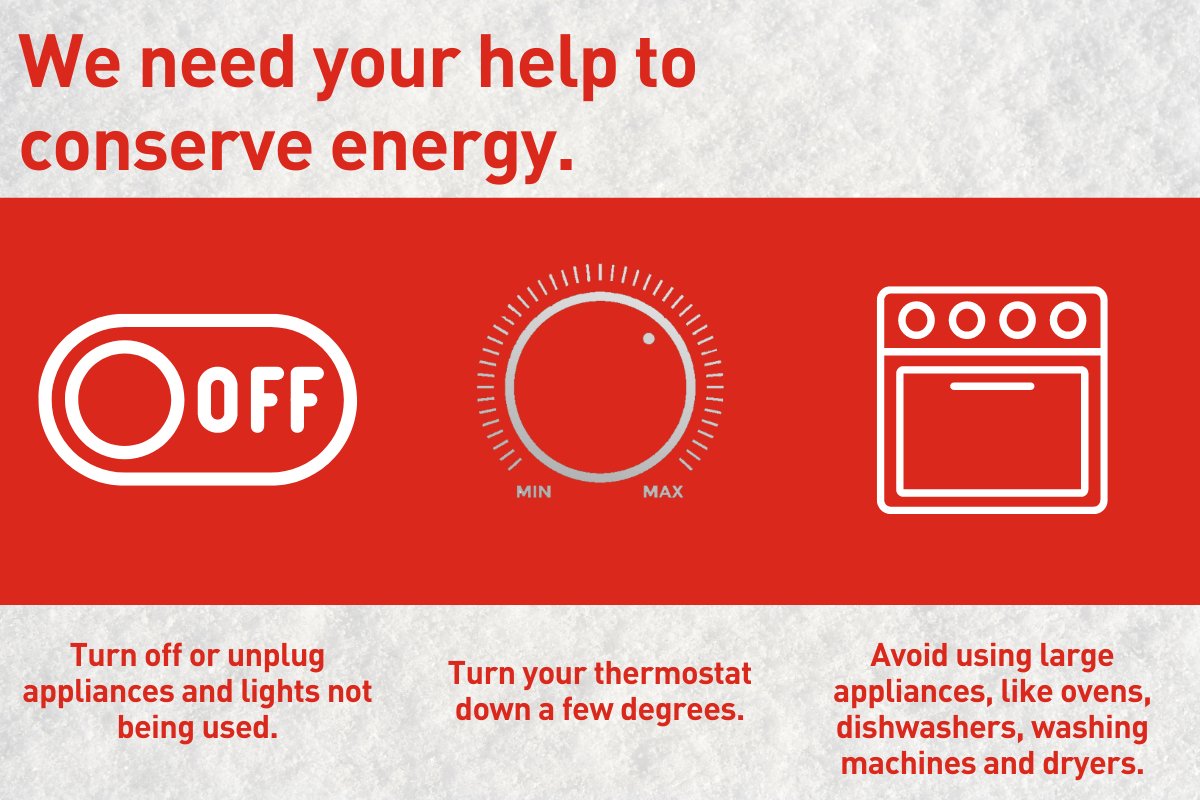 Extremely cold temperatures across the region have created extraordinary demands on the power system.

We are asking businesses and the public to help by immediately reducing electricity use as much as possible without sacrificing safety.

For more info: indianamichiganpower.com/outages/storms…