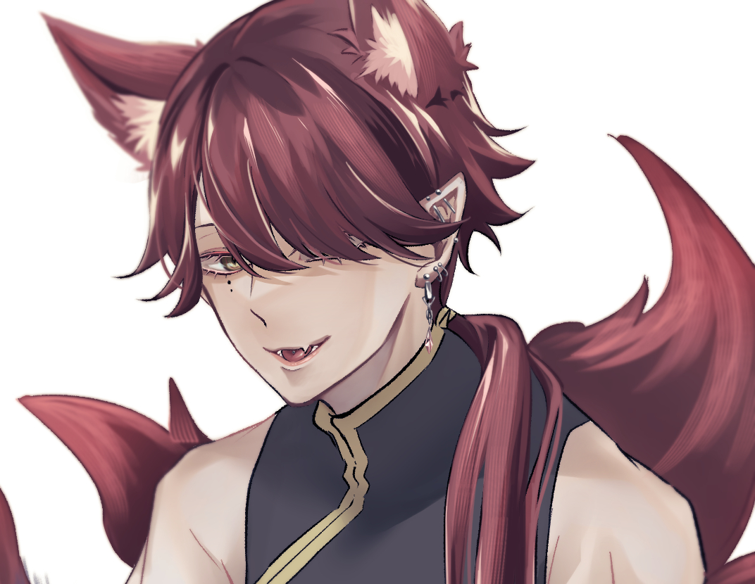 1boy male focus animal ears mole under eye mole tail fox ears  illustration images