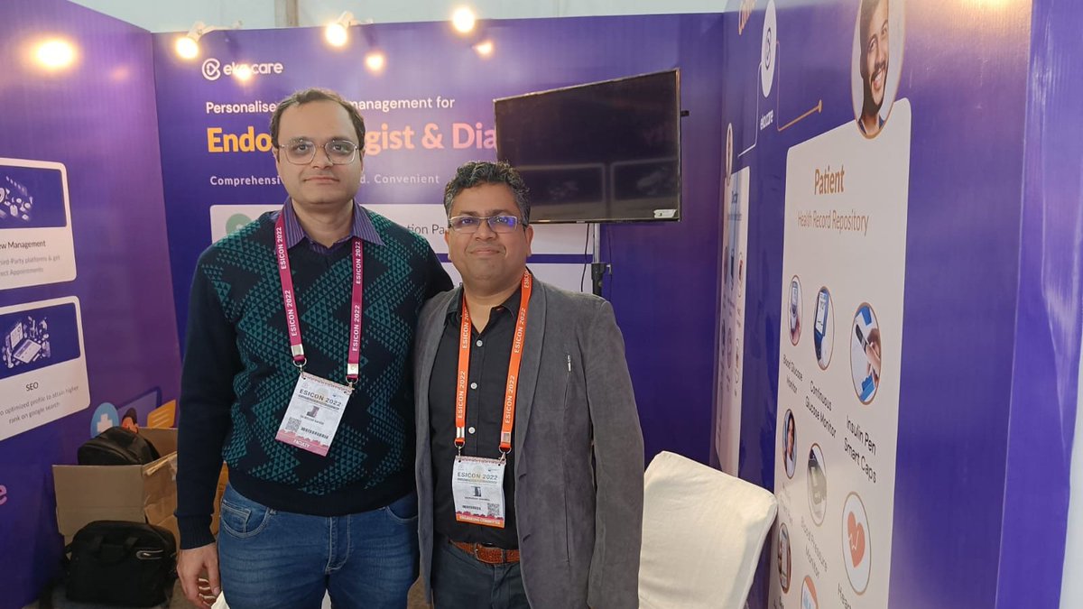 ekacareHQ's tweet image. On the last day at #ESICON ‘22, our team met Dr. Sanjay Saran, the Organising Secretary of ESICON 2022, the person behind this praiseworthy initiative. Later, we also got the privilege to meet Dr. Bansi Saboo, Organizing Secretary of APICON.