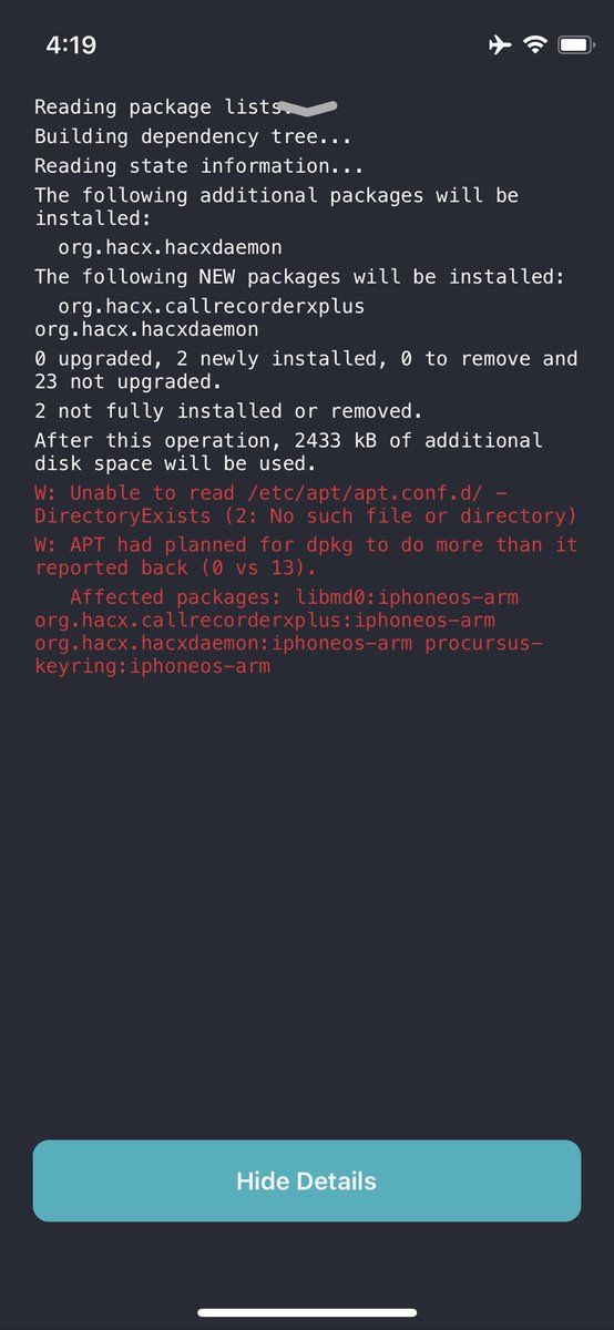 yazsalmoh's tweet photo. @opa334dev Any help pls, i cant install anything https://t.co/giz0JN6gCm