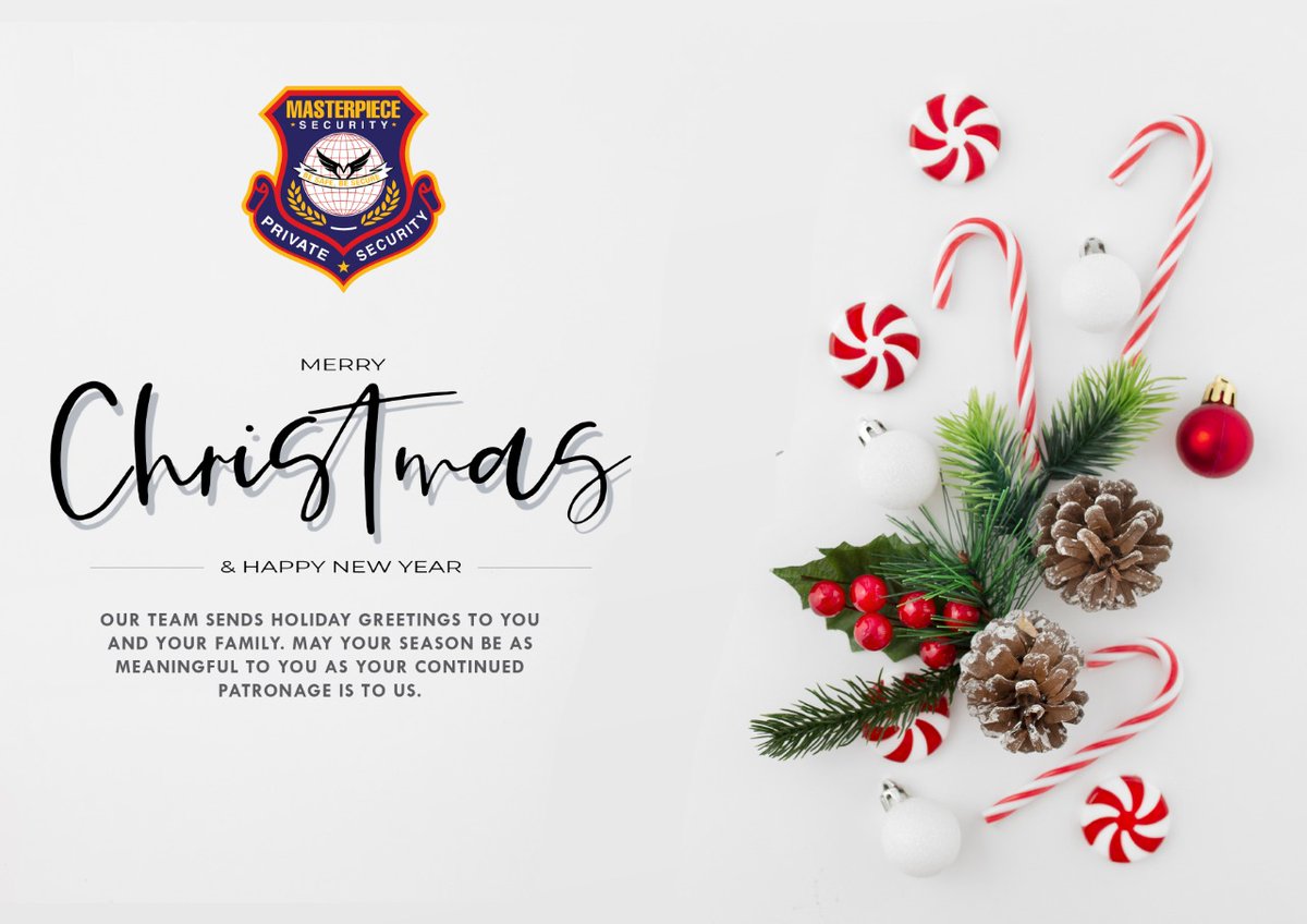 masterpieceken1's tweet photo. To our esteemed clients,may this holiday season bring you moments filled with love, prosperties and good tidings. Thank you for entrusting your security with us . We hope for a continued cooperation and partnership in the coming year  .
Merry Christmas and a happy new year😉😉 https://t.co/uaHmn4Cmk9