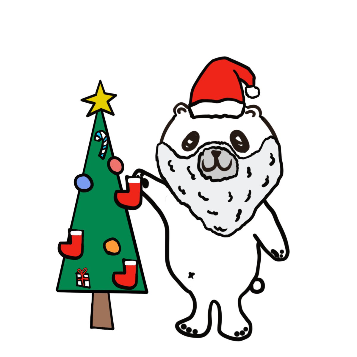 Happy Xmas🎄🐻‍❄️ #しろくまゴロー #MerryXmas #HappyXmas #メリークリスマス #ChristmasTree #クリスマスツリー #しろくま #シロクマ #polarbear #artwork #illustration #drawing #イラスト #ゆるイラスト
