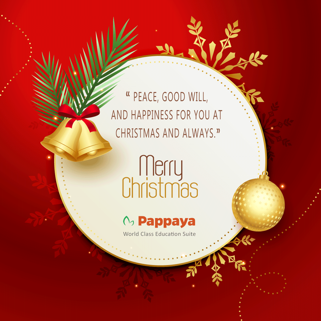 'Peace, good will and happiness for you at Christmas and always.'

#PappayaERP #erp #worldno1ERP #education #Management #schoolmanagement #global #uk #india #erpsoftware #happycristmas #educationalinstitutions #school