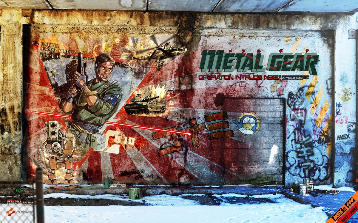• Metal Gear / メタルギア 
Nuevo fondo de pantalla inspirado en la portada del juego de Konami de 1987.
Revisión 01 (Edición 35 Aniversario)

Res. 1920x1200
deviantart.com/kontxouso/art/…
#MSX #MSX2 #konami