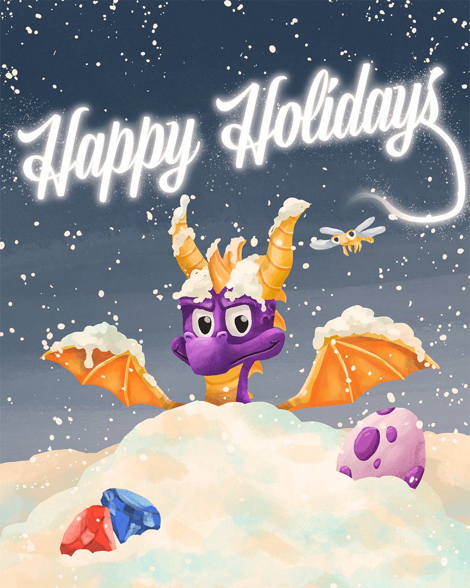 Even Spyro loves the snow... Happy Holidays!