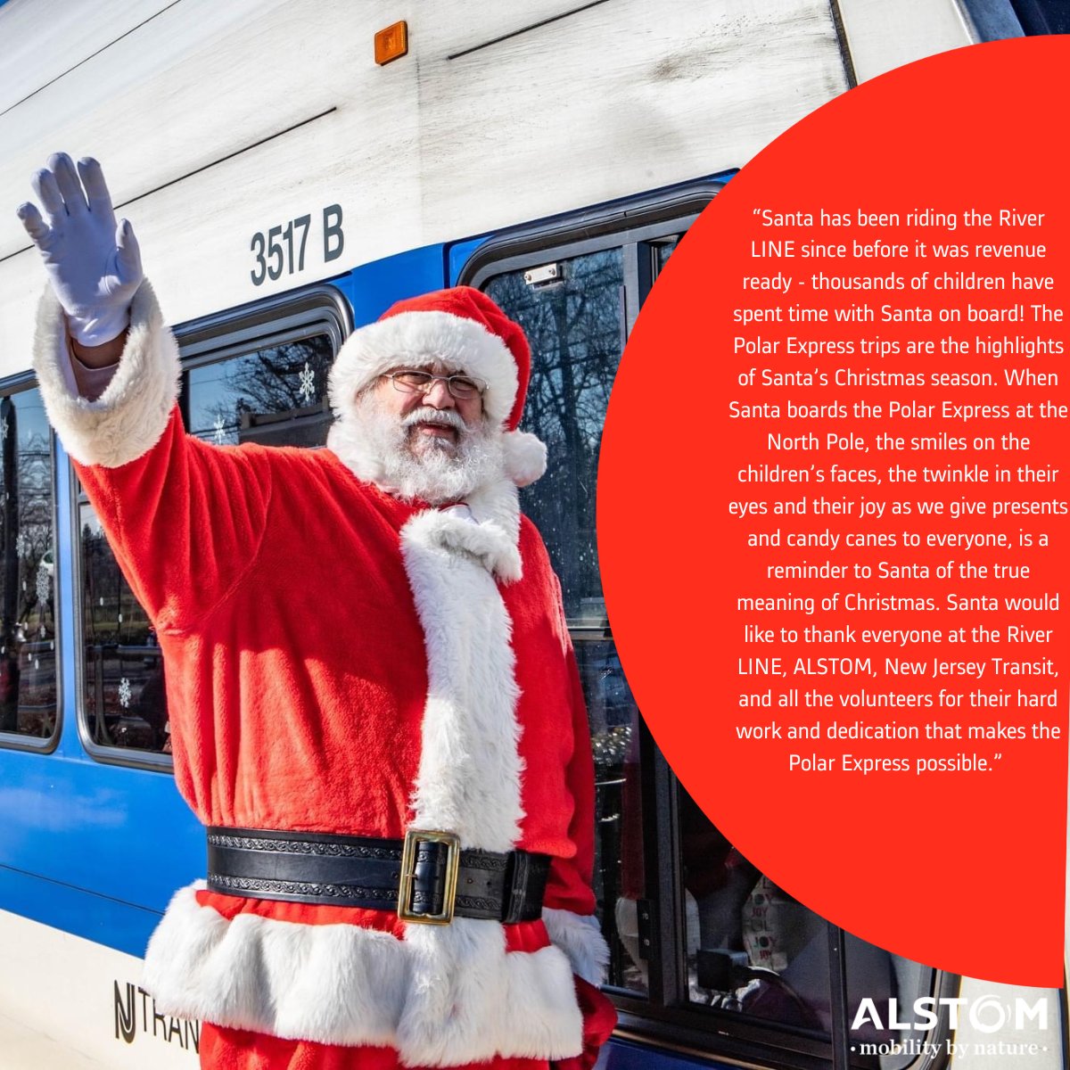 AlstomUSA's tweet photo. For the 5th year in a row, Santa delights special kids aboard NJ Transit River LINE trains. Happy Holidays from the 100+ Alstom Services elves that operate and maintain the River LINE!
#NAMServices #TeamAlstom #GivingBackToTheCommunity https://t.co/RhHyygcHwn