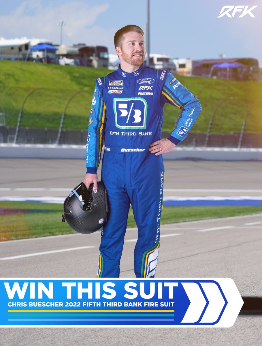 RFKracing's tweet photo. On the 11th day of #Roushmas, RFK gave away... Chris Buescher's 2022 @FifthThird fire suit! 🤯 

Enter to win:
1) RT this tweet
2) FOLLOW @Chris_Buescher 
3) COMMENT some love for 5/3 bank

Winner selected after 12/25. Good luck! https://t.co/bSXg7NhrF7