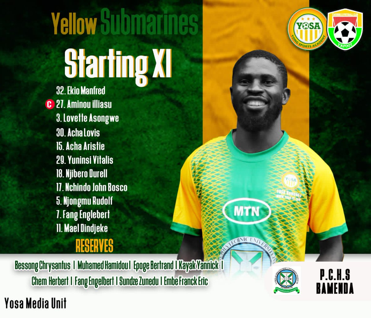 Our Starting XI against #YAFOOT 
Matchday 9