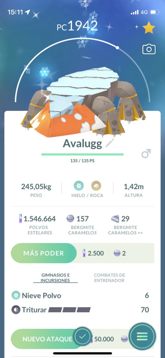 Mom0ski's tweet photo. Primera Raid del día: Avalugg de Hisui shiny para Momo.
#PokemonGO https://t.co/JVTBmC1Wtu