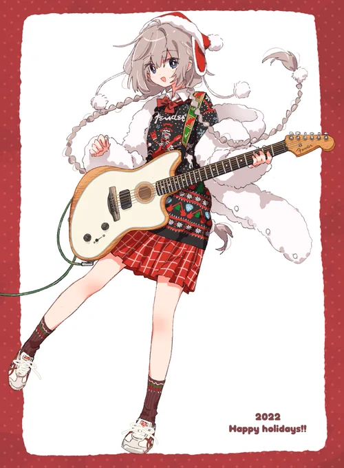 クリスマスのギター女子高生 