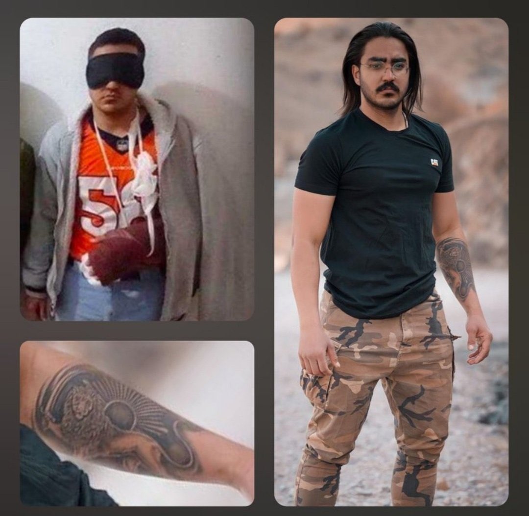 AlinejadMasih's tweet photo. We just learned that why the Islamic Republic executed #MajidrezaRahnavard with a broken hand.
Because his hand was tattooed with Iranian Lion and the Sun flag. In 1980, Islamic Republic replaced the Lion and Sun on the country���s tricolor flag with a tulip shaped emblem Allah. https://t.co/MtNe1wUqMg