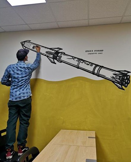 These large-scale space engineering wall creations from @lucanart show the power of transforming a room. What would you draw on such a large canvas? #PenArt #Doodles #POSCA #POSCAart #POSCAPens #PaintPen #Sketching #Drawing #Illustration #Mural #POSCAMural